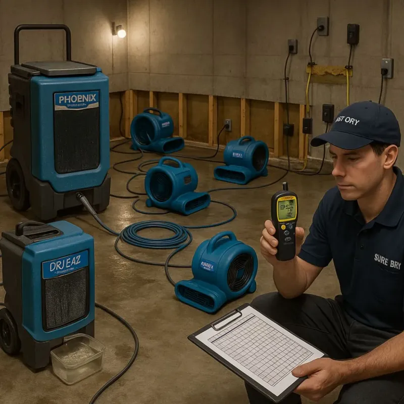 Structural Drying and Dehumidification process in Falcon Lake Estates, TX
